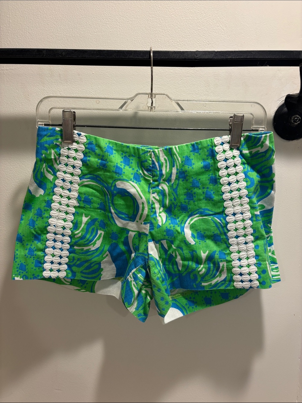 Lilly Pulitzer Green, Blue & White High-Waist Printed Shorts